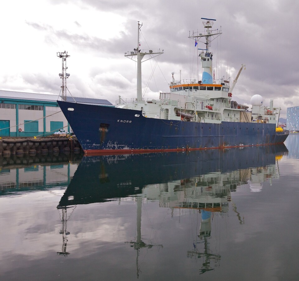 RV «Knorr» til kan i Reykjavik. Foto: Sindre Skrede
