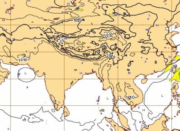 Syv-dagers prognose for lørdag 12. okt. kl 12 UTC. Ingen "Phailin" å se. (Foto: (ECMWF)) Syv-dagers prognose for lørdag 12. okt. kl 12 UTC. Ingen "Phailin" å se. (Foto: (ECMWF))