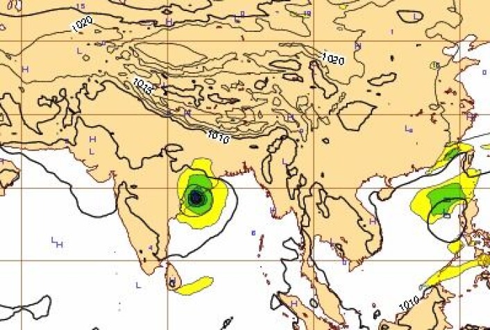 4-dagers prognosen for lørdag 12. oktober kl 12 UTC. Ganske presis allerede. (Foto: (ECMWF)) 4-dagers prognosen for lørdag 12. oktober kl 12 UTC. Ganske presis allerede. (Foto: (ECMWF))