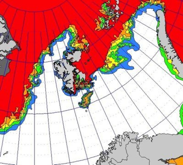 Iskart for 7. februar. Kanskje det blir litt sjøis ved Bjørnøya før denne vinteren er over? (Foto: (met.no)) Iskart for 7. februar. Kanskje det blir litt sjøis ved Bjørnøya før denne vinteren er over? (Foto: (met.no))
