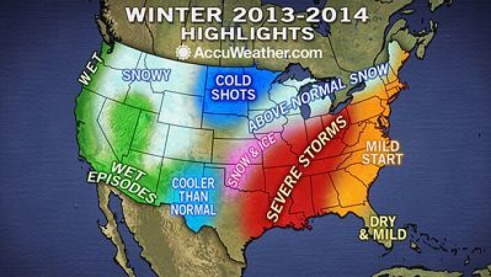Slik blir vinteren! Et eksempel på minimalistisk amerikansk værvarsling ... (Foto: (Accuweather.com)) Slik blir vinteren! Et eksempel på minimalistisk amerikansk værvarsling ... (Foto: (Accuweather.com))