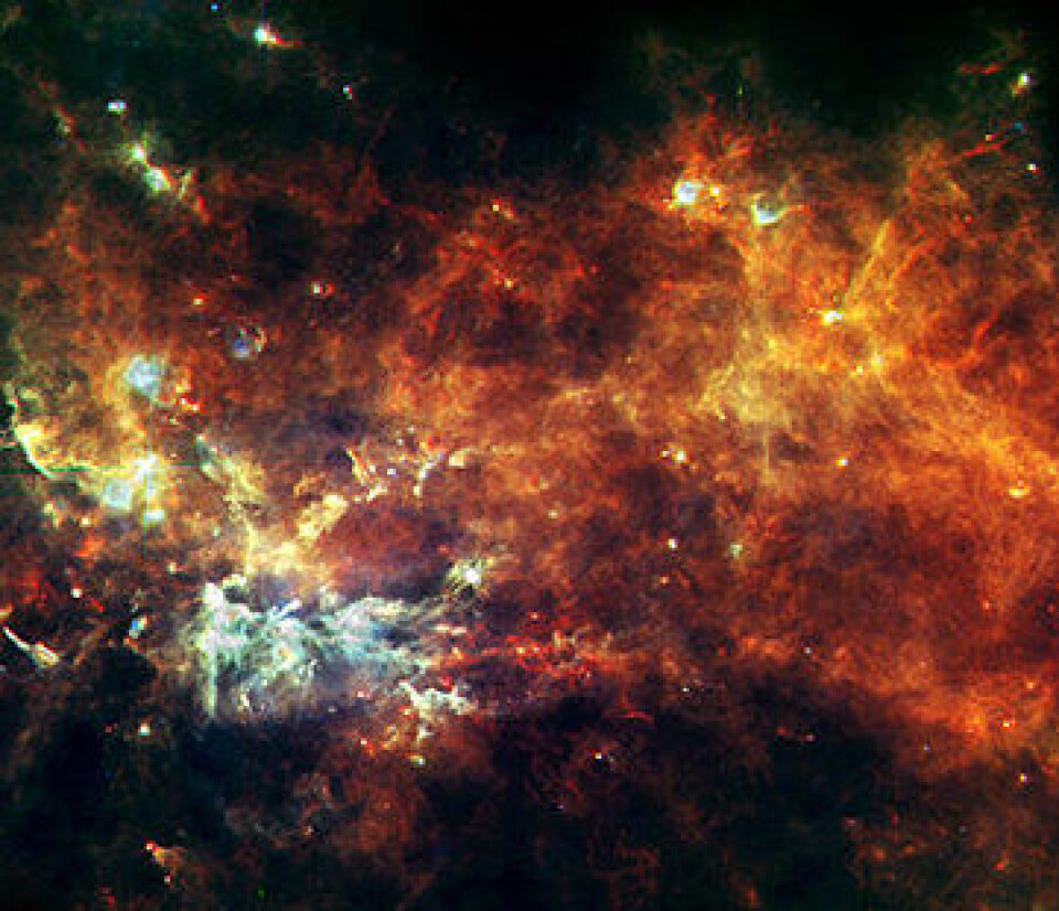 ESAs romteleskop Herschel finner stadig mer materie der ute. Helt vanlig materie ... (ESA)