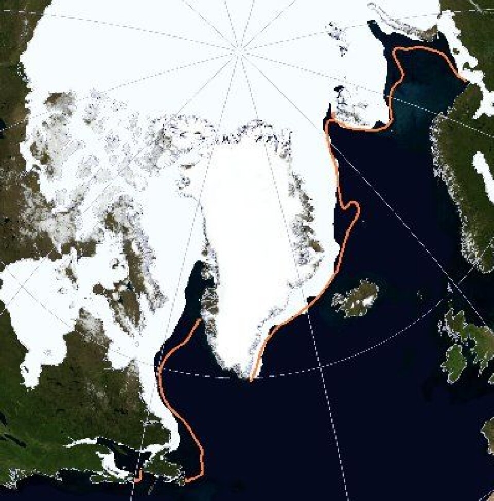 Fortsatt mye mindre sjøis enn vanlig i Arktis, og nå går det snart mot sol og sommer... (NSIDC)