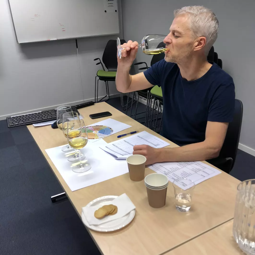 Sensory analyst Mats CarleHøg trains himself with taste tests of cider.