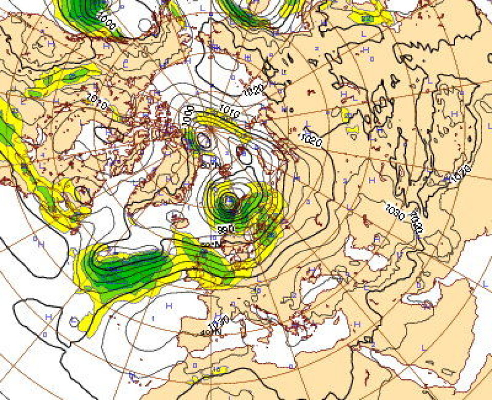 Langtidsprognosen fra ECMWF, laget 22 nov kl 00 UTC. Meget bra til å være laget fire døgn i forkant! (Foto: (ECMWF))