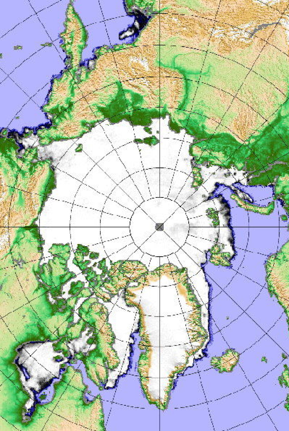 Isdekket målt fra satellitt 15 desember. I år er det særlig Karahavet som er sent ute. (Foto: (PolarView / Univ Bremen))