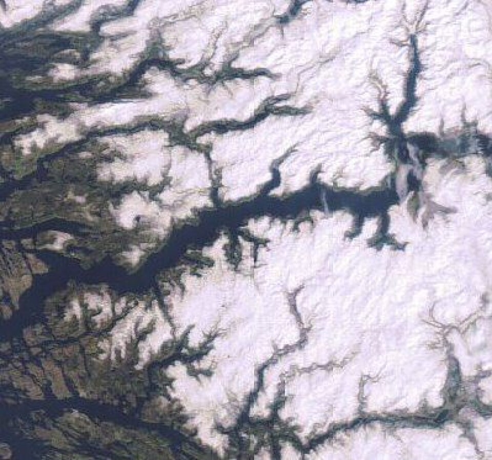 Sognefjorden sett fra ENVISAT 23.april. (ESA)