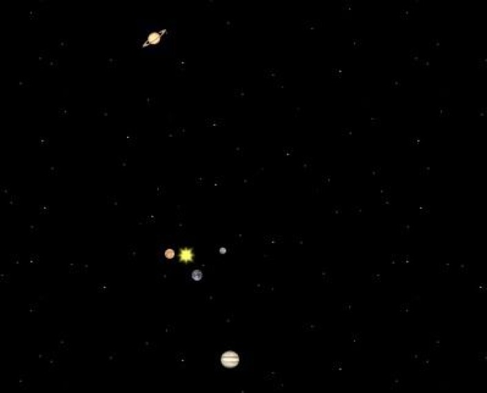 Planetenes posisjoner 5. november 2011. (Foto: (Solar System Simulator)) Planetenes posisjoner 5. november 2011. (Foto: (Solar System Simulator))