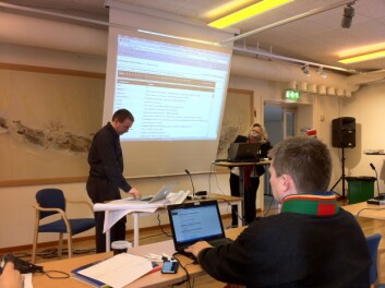 Frå lanseringa av lulesamisk ordbok på nett, Jokkmokk 17. februar 2012. (Foto: Øystein A. Vangsnes) Frå lanseringa av lulesamisk ordbok på nett, Jokkmokk 17. februar 2012. (Foto: Øystein A. Vangsnes)