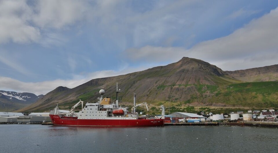 RRS «James Clark Ross» ved kai i Siglufjörður. (Foto: Sindre Skrede)