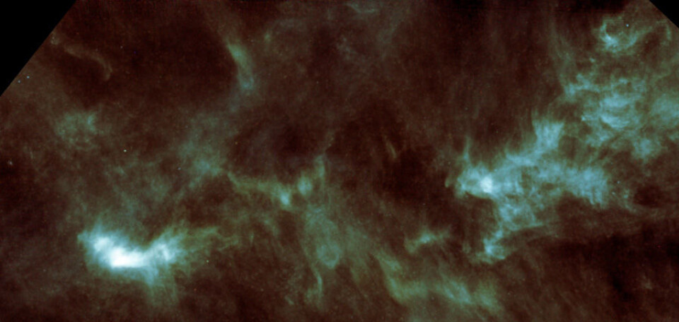 Romteleskopet Herschel har vist at denne skyen med molekyler i stjernebildet Tyren inneholder blant annet store mengder vann. (Foto: ESA)