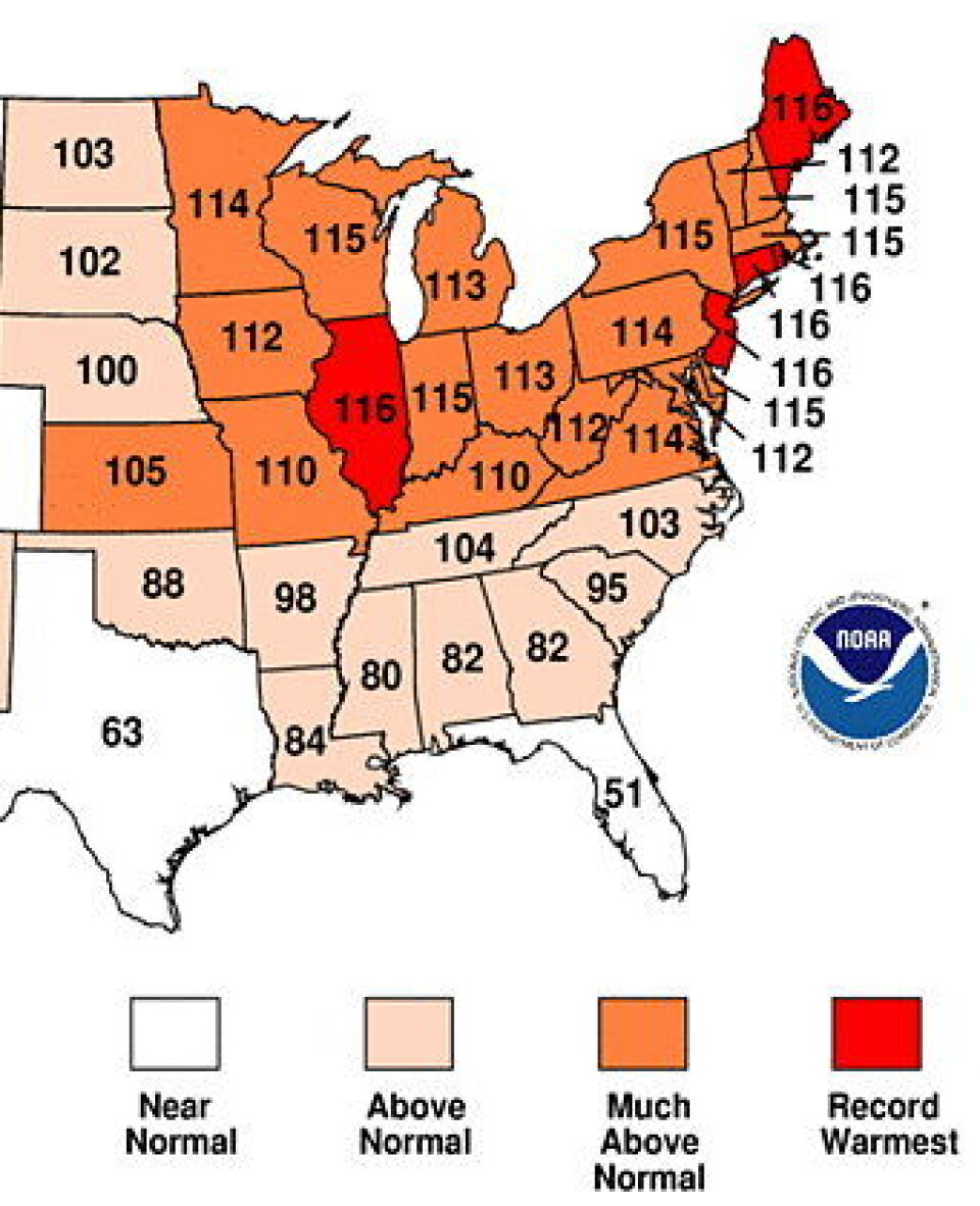 April 2010 var den varmeste april måned på 116 år nordøst i USA. (NOAA)
