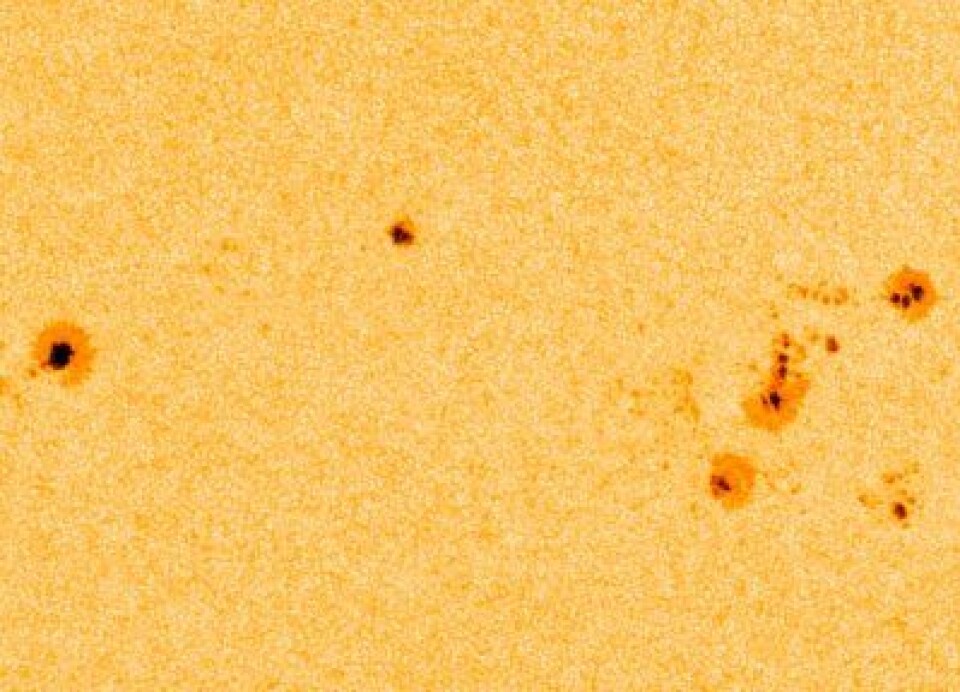 Mye solflekker nå. Her er noen av dem, sett 3. juni fra satellitten SDO (NASA).
