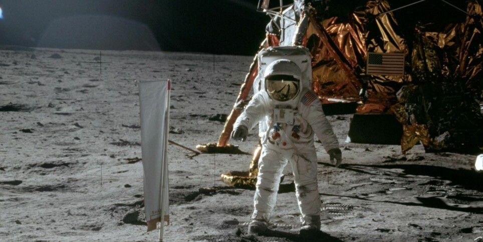 No shortage of oxygen for astronaut Buzz Aldrin – walking on the Moon on 20 July 1969.