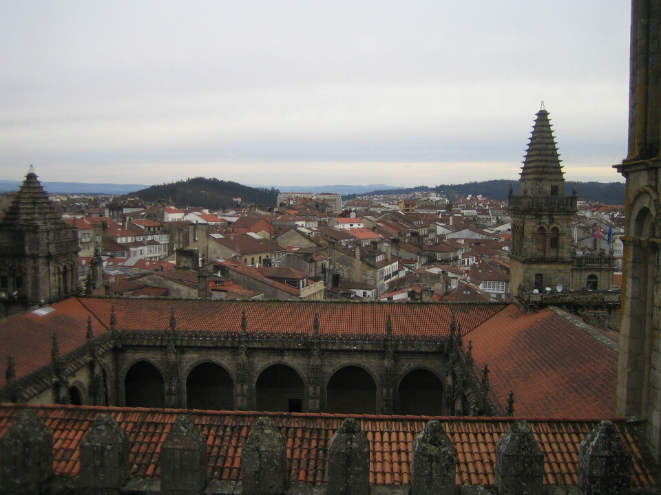 Utsikt fra taket til katedralen i Santiago de Compostela. (Foto: Carline Tromp)