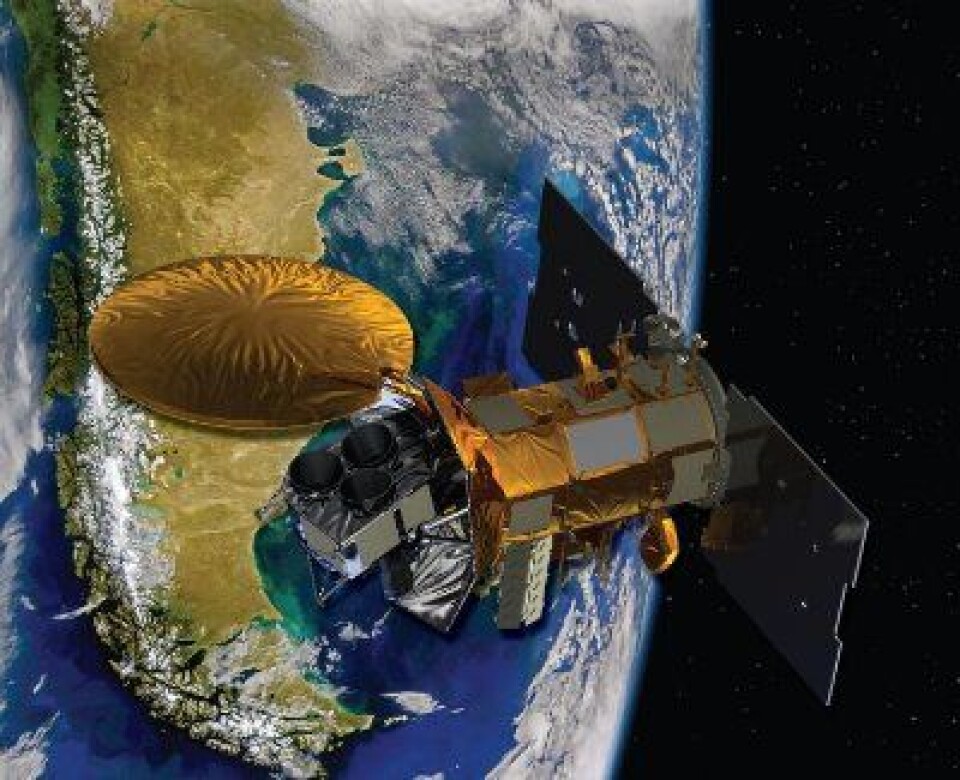 Nå er også den amerikansk/argentinske satellitten Aquarius oppe i bane. Snart skal den prøve å måle saltholdigheten i verdenshavene. (NASA/CONAE)