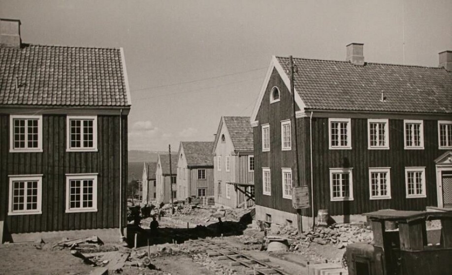 Bygging av bolighus for tyskere på Nedre Charlottenlund i Trondheim.
