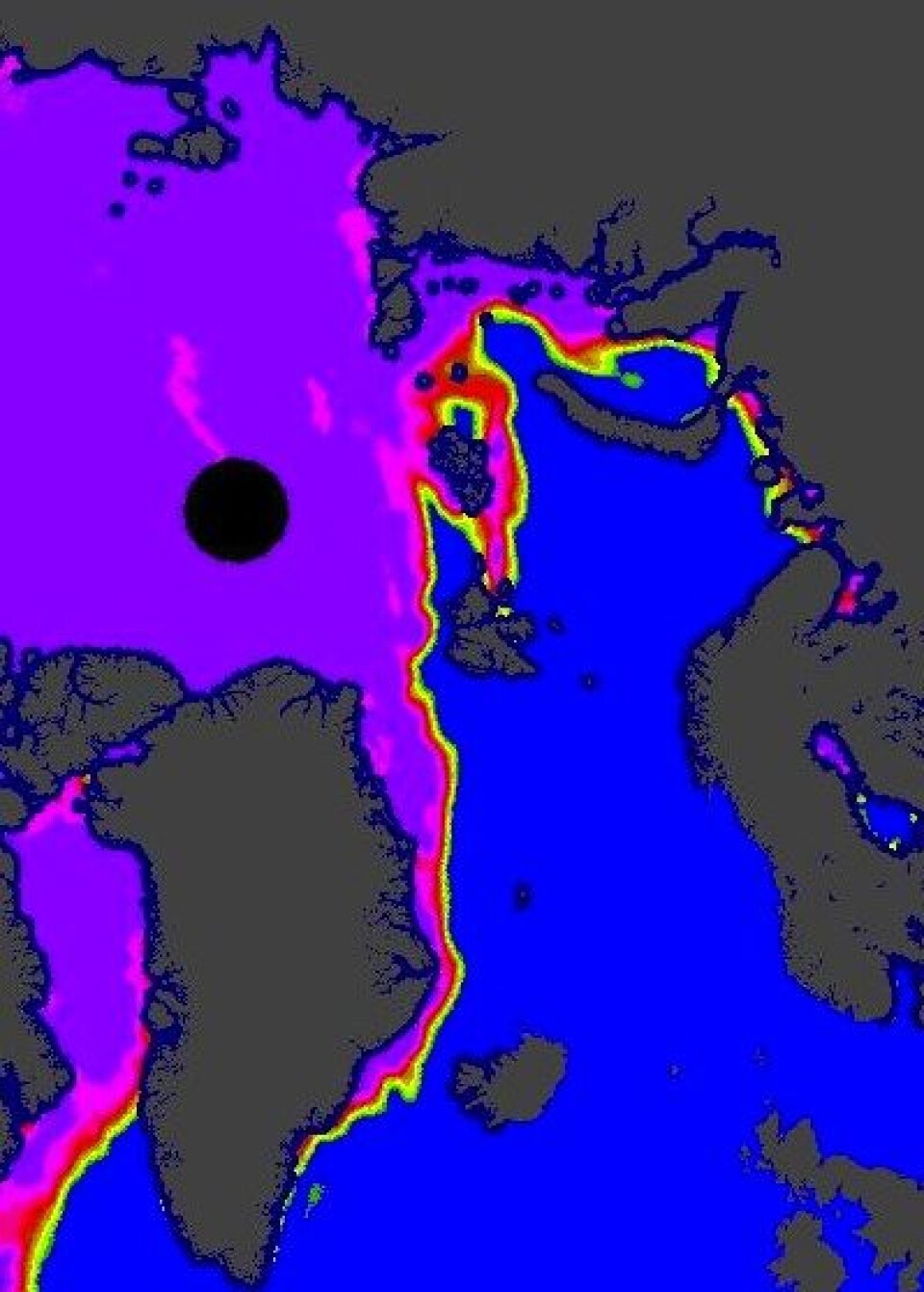 Lite sjøis i Arktis nå. Blir februar en rekord-måned? (Foto: (EUMETSAT osisaf.met.no))