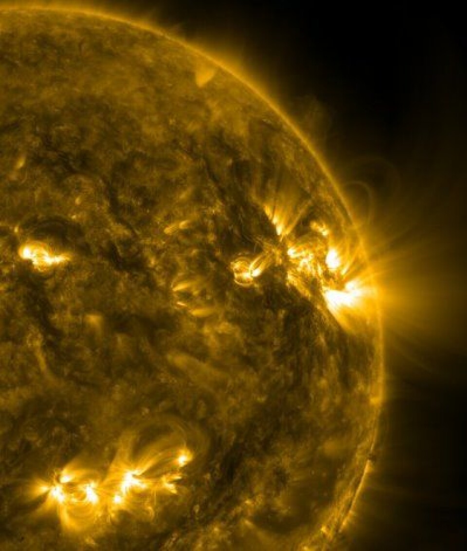 Sammenhengen mellom antall solflekker og planetenes posisjoner diskuteres heftig. Her er sola sett fra NASAs Solar Dynamics Observatory 24 juni. (NASA SDO).