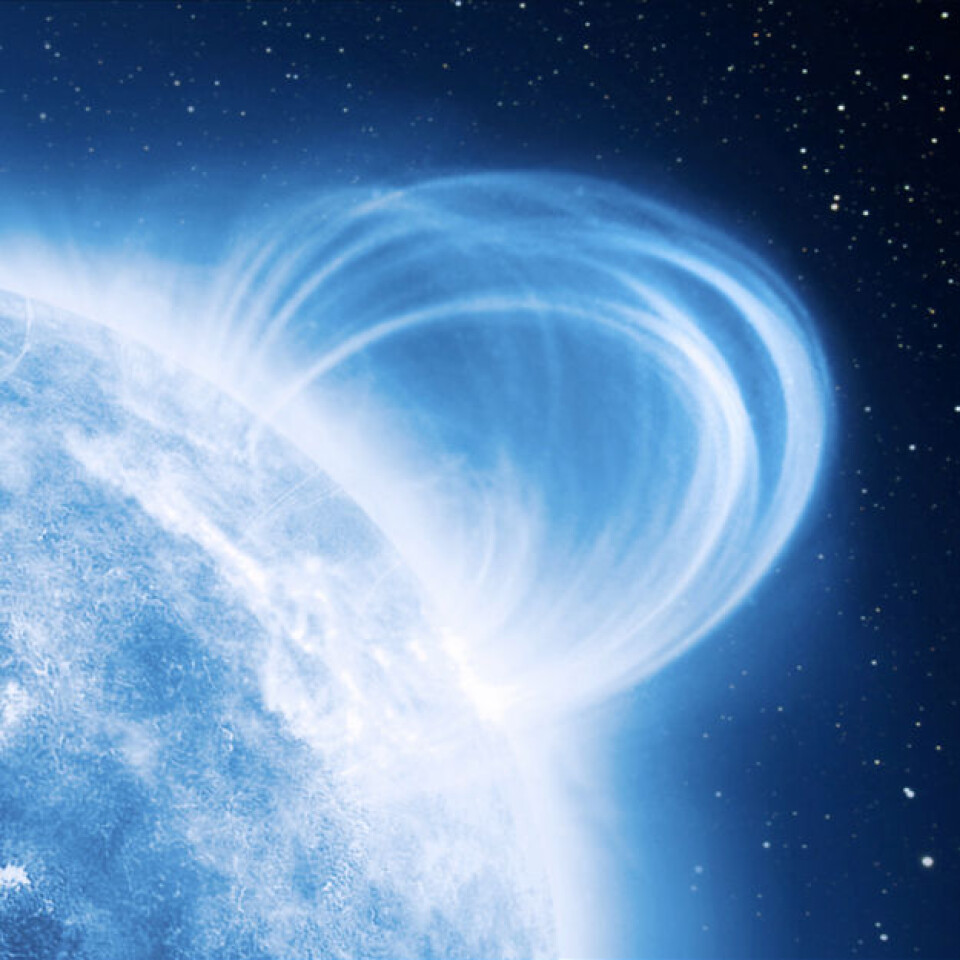 Sterke lokale magnetfelt gir utbrudd av røntgen- og gammastråling på overflaten av magnetarer. Illustrasjon: (Foto: ESA/ATG medialab)
