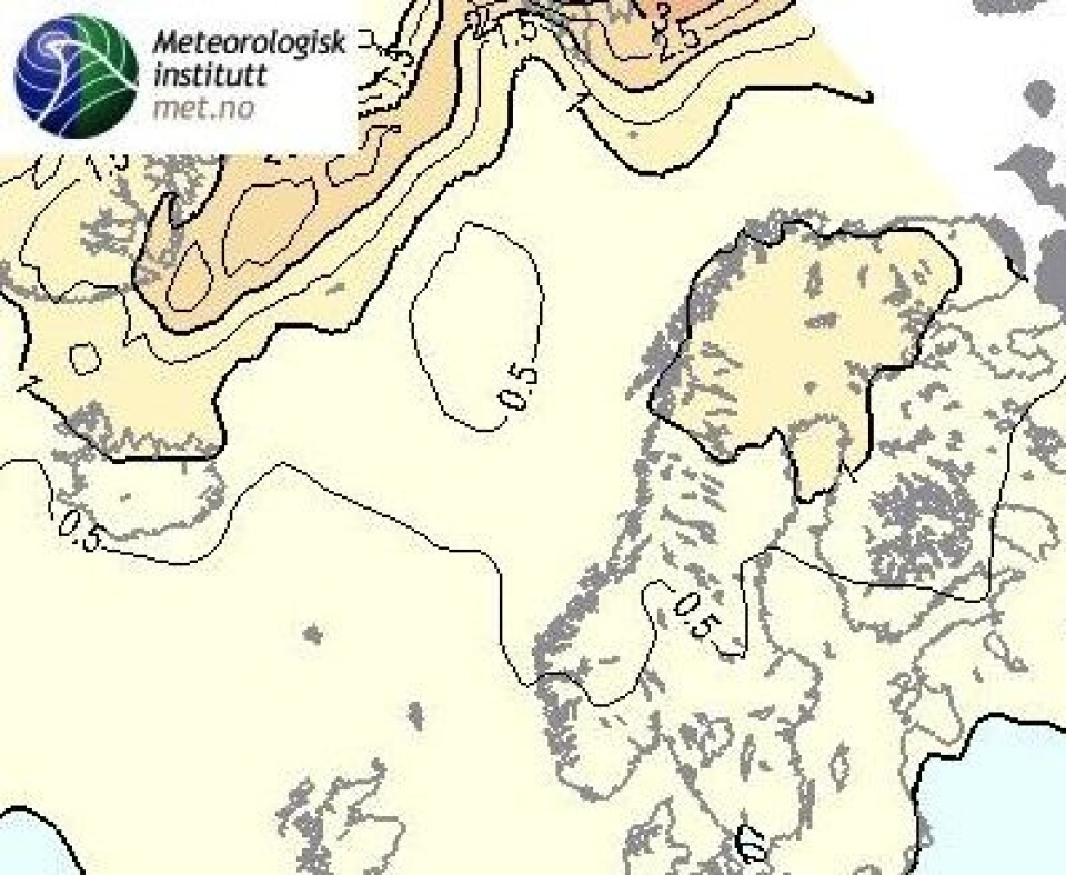 Rykende ferskt sesongvarsel for perioden okt-nov-des fra met.no. Fortsatt varmt på Svalbard. (Foto: (met.no))
