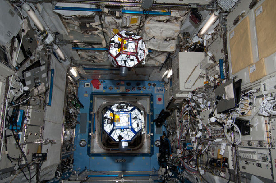 Robotsatellittene Spheres er en del av Zero Robotics Tournament, en internasjonal konkurranse for elever ved videregående skole. Finalen sendes fra den internasjonale romstasjonen. Foto: (Foto: NASA)
