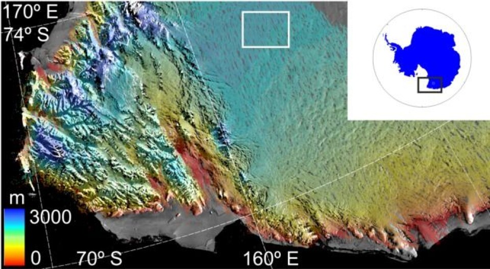 Kart over hvor i Antarktis den tomme innsjøen befinner seg. Illustrasjon: (Foto: ESA/McMillan)
