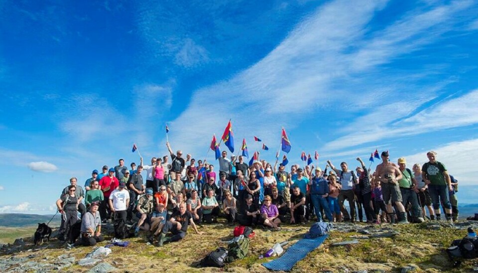 Fra Storheiamarsjen i 2016, som ble markert med flere samiske flagg.