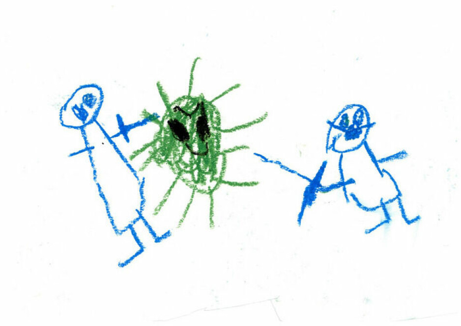 To barn slåss mot viruset.