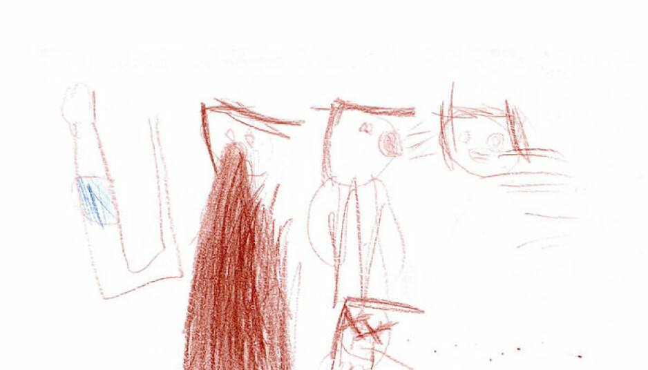 «Du kaster opp, hoster, så blir du bedre eller dør», forklarte seksåringen bak denne tegningen.