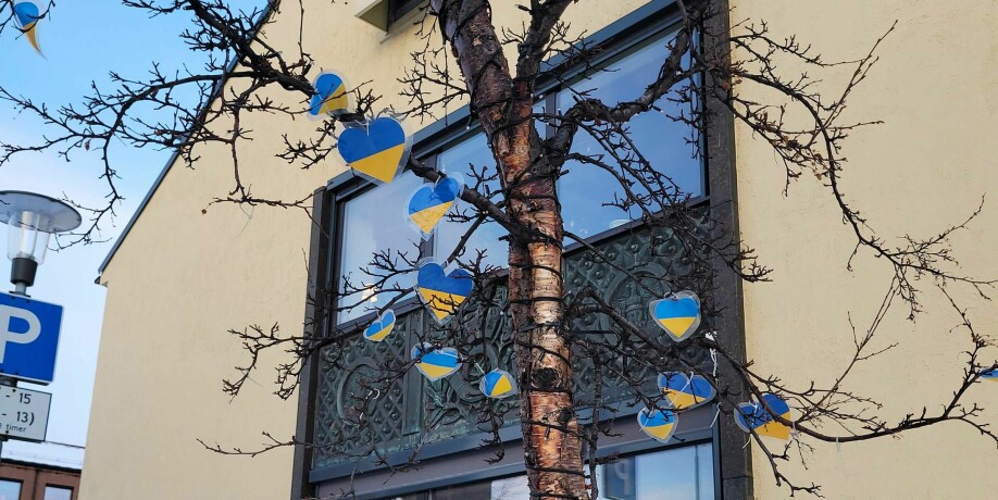 Støtten til Ukraina er tydelig synlig i bybildet i Kirkenes.