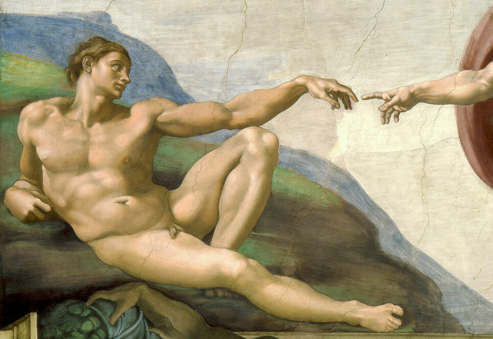 Adam rører nesten ved Guds hånd på Michelangelos berømte maleri i taket på Det sixtinske kapell i Vatikanet.