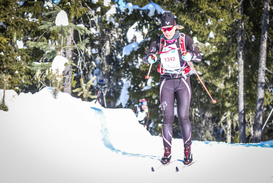 Researcher Trine Seeberg at SINTEF is a keen skier herself and uses sensors to study cross-country skiing. Here she is competing in the Norwegian Birkebeiner race.