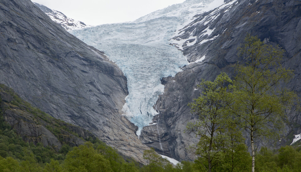 De fleste isbreene i Norge vil forsvinne innen 2100, mener forskere. Her fra Briksdalsbreen i Stryn. Bildet er fra 2017.