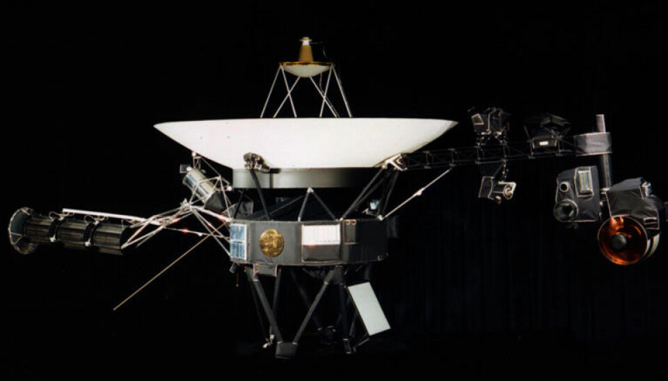 Voyager 1, slik den så ut da den ble sendt ut i rommet i 1977.