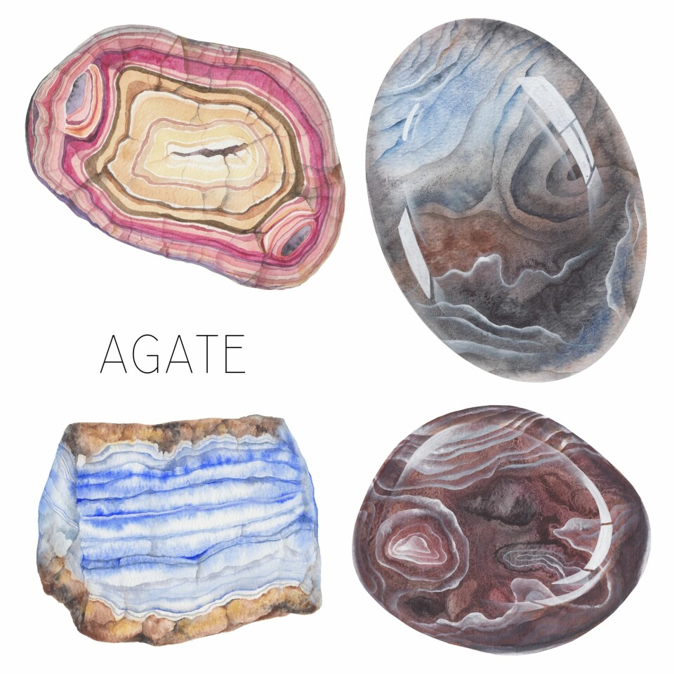 Agat-mineralene er ofte fargerike.