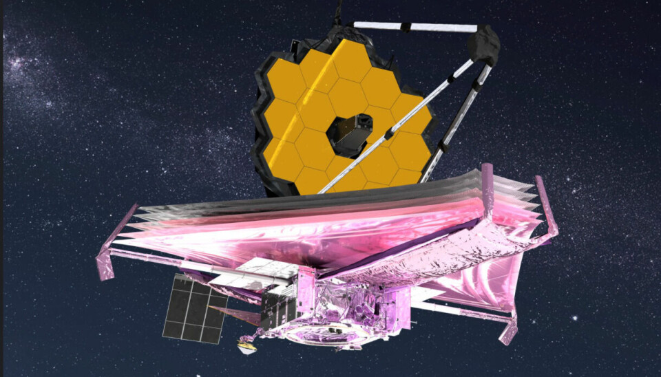 Il James Webb Telescope, visto in funzione, come immaginato da un artista,