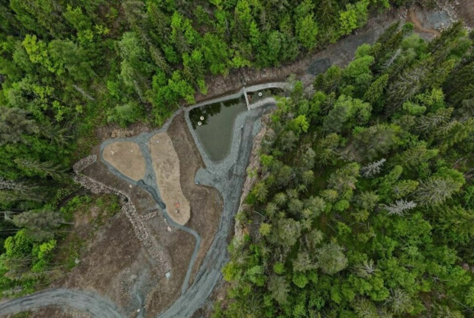 Dronefoto av nitrogenrenseanlegget i Nordlandsdalen.