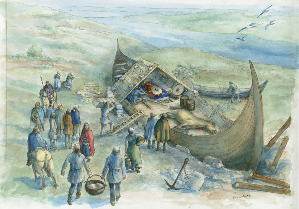 Kanskje så det sånn ut da en vikingkonge ble begravet i Storhaugskipet i 779?