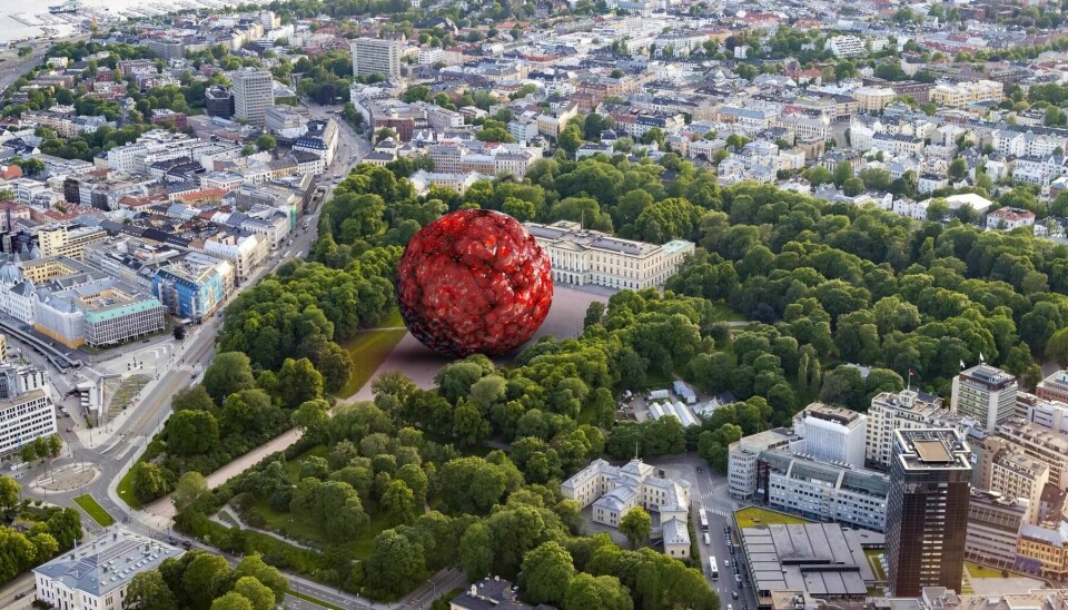 Slik ville kroppsmassen til alle folk i Norge sett ut som en kjøttbolle. Den veier 380.386.591,2 kilo og er 90 meter på det bredeste.