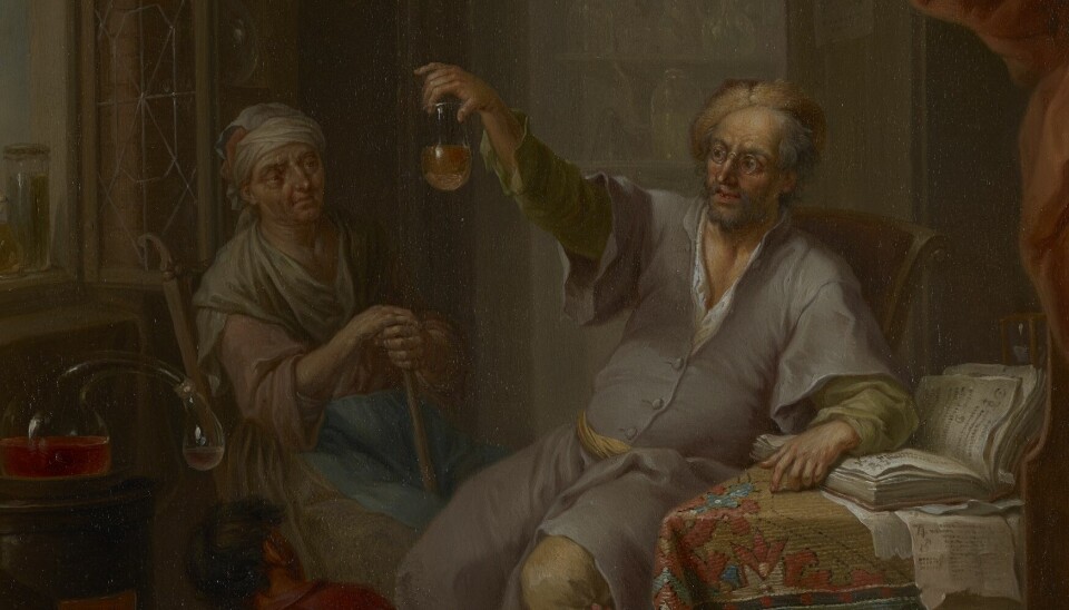 Maleriet «The Medical Alchemist» av den østerrikske maleren Franz Christoph Janneck (1703–1761) illustrerer tidens fascinasjon for urin.