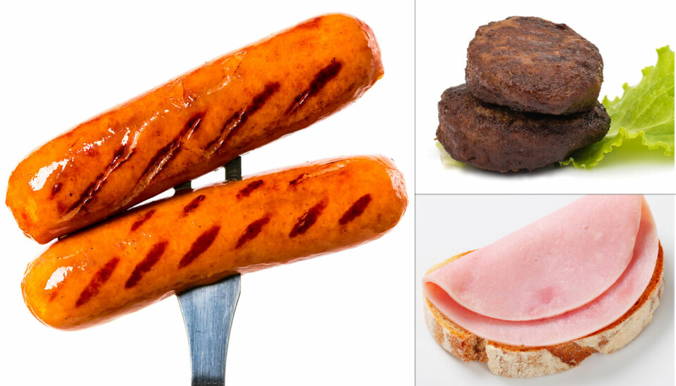 Ukas kvote med rødt kjøtt, ifølge de nye kostrådene: To grillpølser, to kjøttkaker og 1 skinkeskive på en brødskive. Da har du nådd 350 gram den uka.