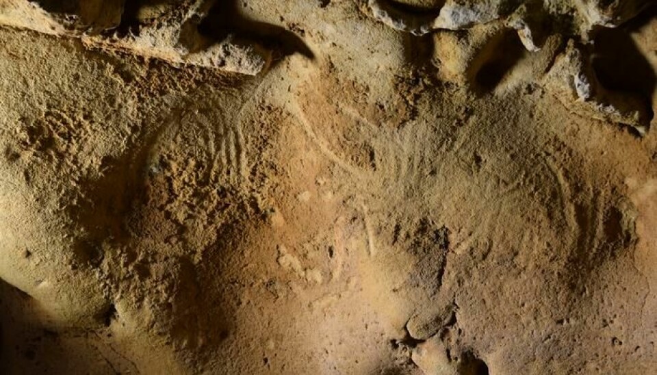 Linjene er lagd av fingre, for over 57.000 år siden.