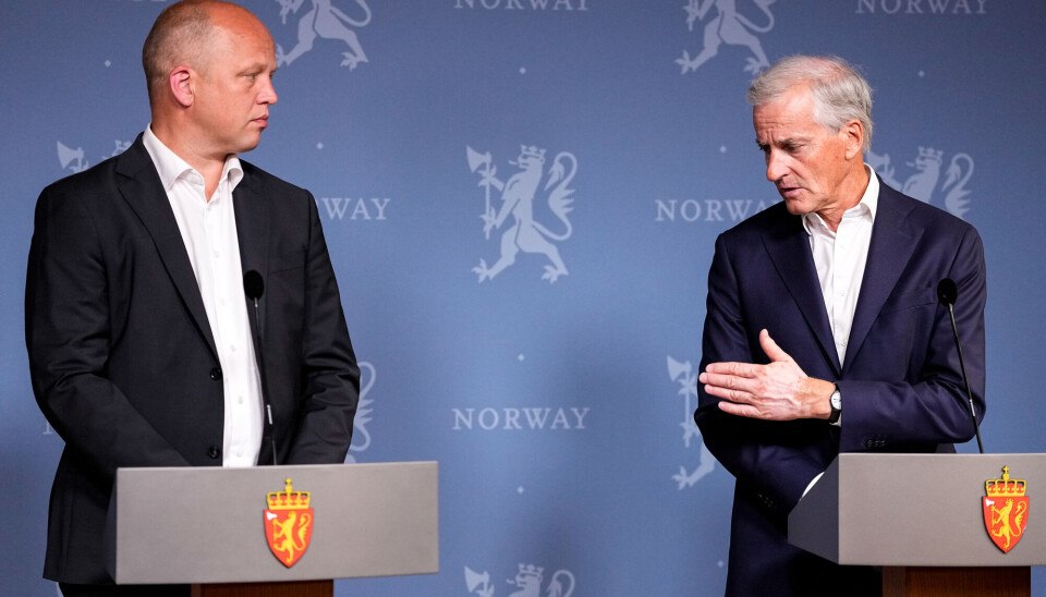 Statsminister Jonas Gahr Støre og finansminister Trygve Slagsvold Vedum møtte pressen etter at forsknings- og høyere utdanningsminister Ola Borten Moe har varslet at han går av som statsråd og Sp-nestleder.