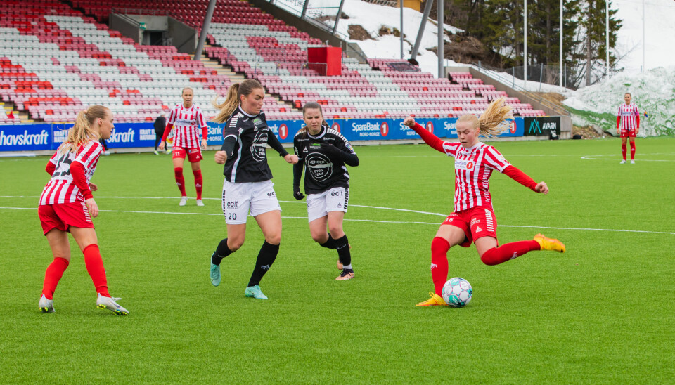 According to research, a training climate that focuses on mastery rather than performance is beneficial for performance on the football pitch. Photo taken during a 1st division match between TIL2020 and Hønefoss.