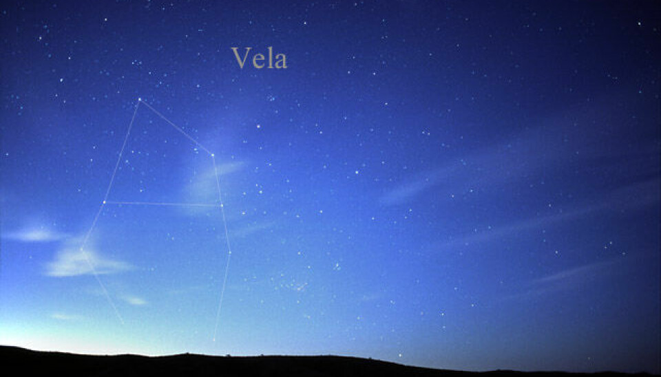 Stjernebildet Seilet (Vela) sett fra her på jorda.