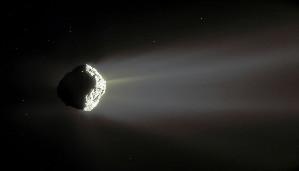 Kometen Churyumov-Gerasimenko mister støv og is ut i rommet - sett av Rosetta.