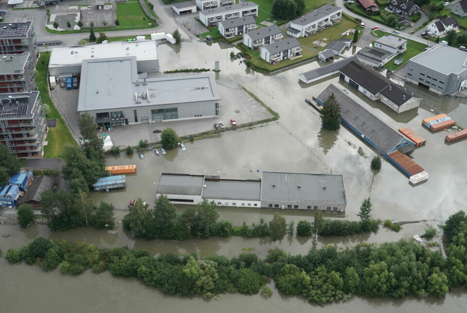 Stronger and more frequent torrential downpours over our cities and towns will intensify the ethical challenges many engineers face. This photo shows Hønefoss.