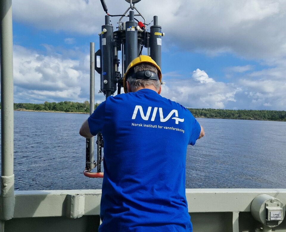 NIVAs forskere tar vannprøver i Ytre Oslofjord.