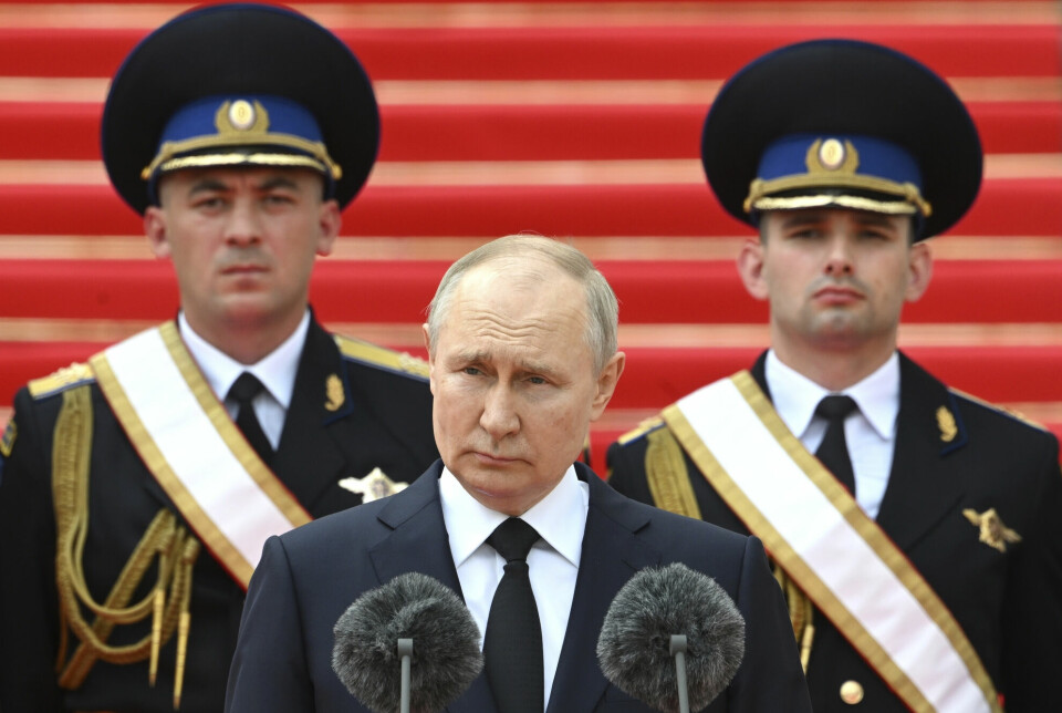 Vladimir Putin henvendte seg til russiske styrker som opprettholdt orden under mytteriet, i Kreml i Moskva, 27. juni 2023.